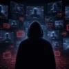 North Korean hackers using fake Zoom meetings to target crypto wallets, shown as a hooded figure amid fraudulent call windows